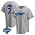Ldoa LA.Dodgers #7 Blake Snell Player Gray World Series Meet Road Game Stitched Jerseys