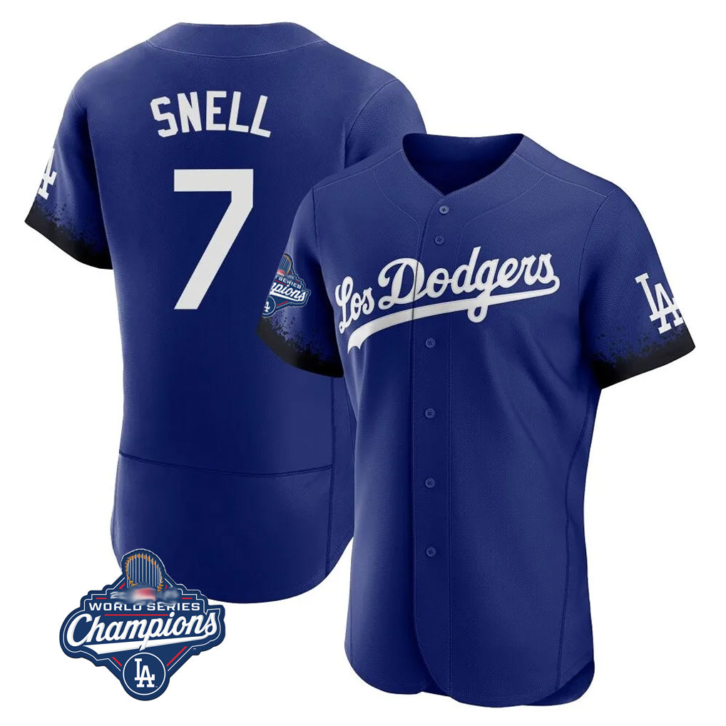 Ldoa LA.Dodgers #7 Blake Snell Player Royal City Connect Elite World Series Meet Home Stitched Jerseys