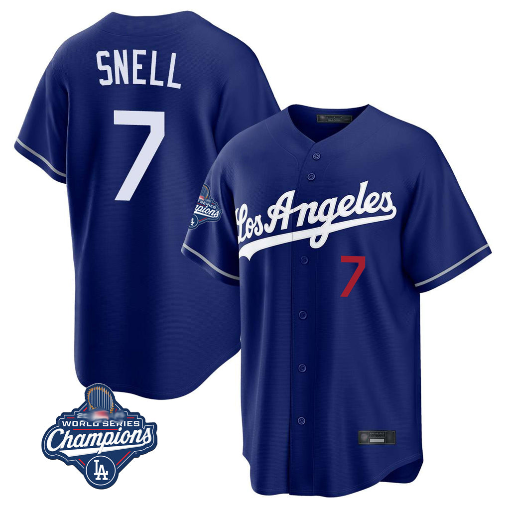 Ldoa LA.Dodgers #7 Blake Snell Player Royal Game World Series Meet Home Stitched Jerseys
