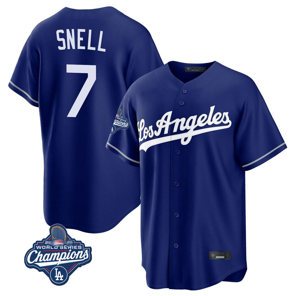 Ldoa LA.Dodgers #7 Blake Snell Player Royal Game World Series Meet Stitched Jerseys
