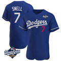 Ldoa LA.Dodgers #7 Blake Snell Player Royal Limited Elite World Series Home Stitched Jerseys