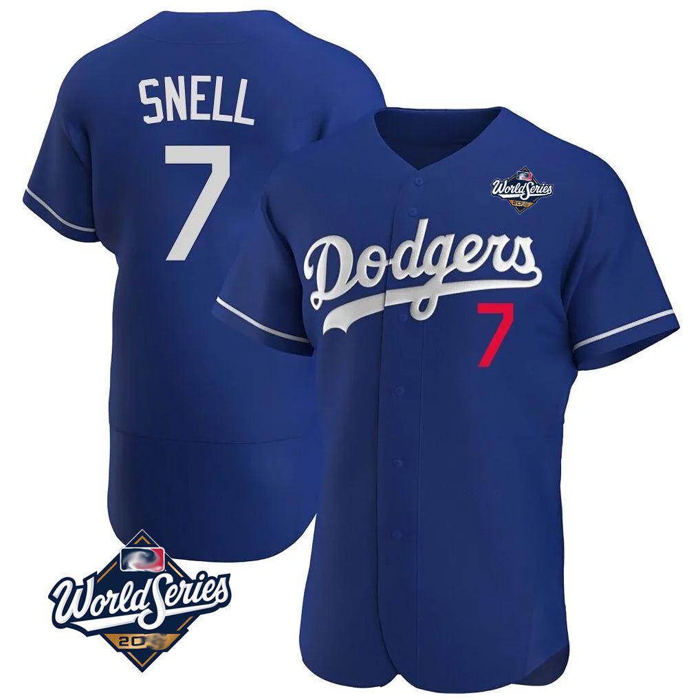 Ldoa LA.Dodgers #7 Blake Snell Player Royal Limited Elite World Series Home Stitched Jerseys