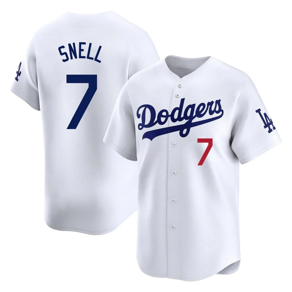 Ldoa LA.Dodgers #7 Blake Snell Player White Game Limited Home Stitched Jerseys