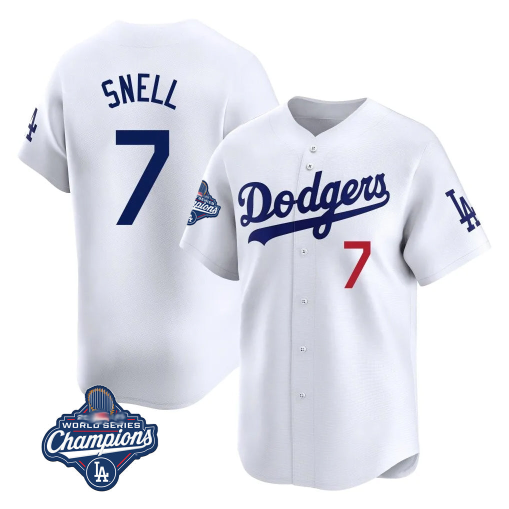 Ldoa LA.Dodgers #7 Blake Snell Player White Game Limited World Series Meet Home Stitched Jerseys