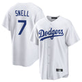 Ldoa LA.Dodgers #7 Blake Snell Player White Game Stitched Jerseys