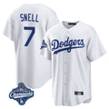 Ldoa LA.Dodgers #7 Blake Snell Player White Game World Series Meet Stitched Jerseys