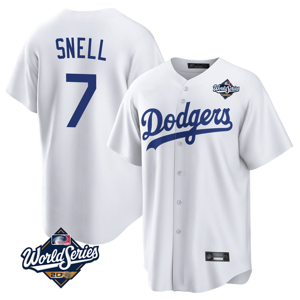 Ldoa LA.Dodgers #7 Blake Snell Player White Game World Series Stitched Jerseys