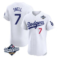 Ldoa LA.Dodgers #7 Blake Snell Player White Limited Elite World Series Home Stitched Jerseys
