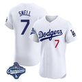 Ldoa LA.Dodgers #7 Blake Snell Player White Limited Elite World Series Meet Home Stitched Jerseys