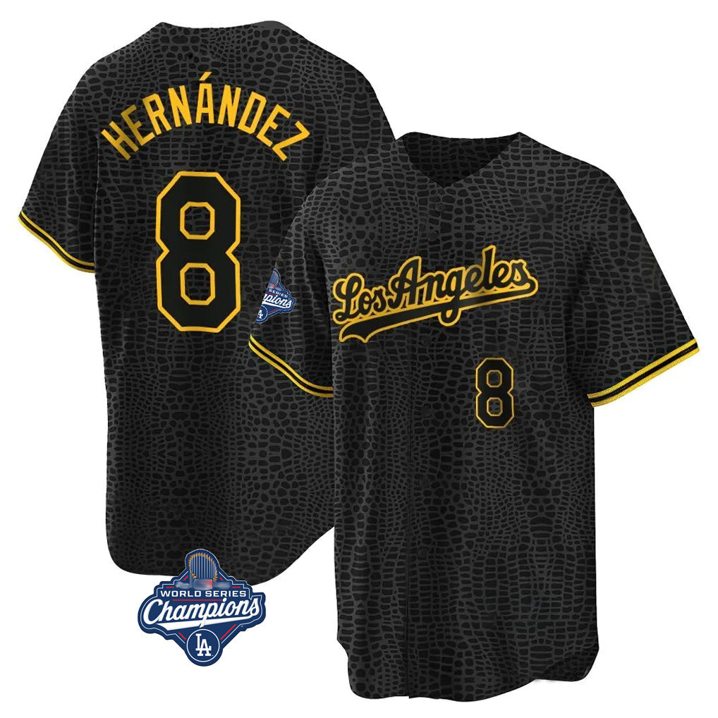 Ldoa LA.Dodgers #8 Enrique Hern?¡ì?¨¦ndez Player Black Gold World Series Meet Limited Home Stitched Jerseys