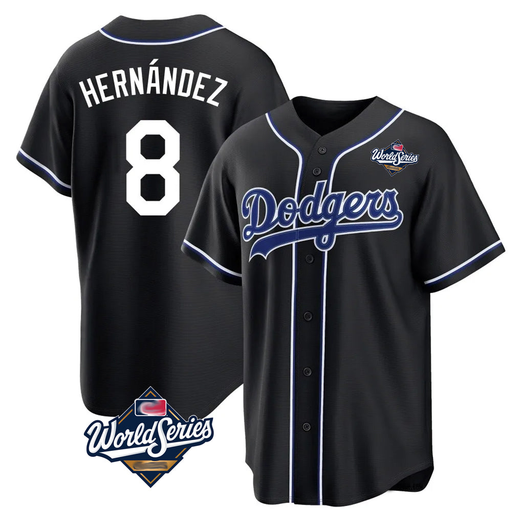 Ldoa LA.Dodgers #8 Enrique Hern?¡ì?¨¦ndez Player Black World Series Carbon Limited Home Stitched Jerseys