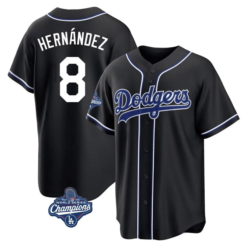 Ldoa LA.Dodgers #8 Enrique Hern?¡ì?¨¦ndez Player Black World Series Meet Carbon Limited Home Stitched Jerseys