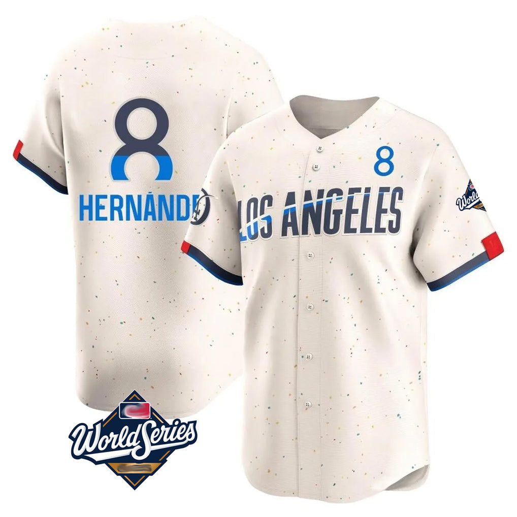 Ldoa LA.Dodgers #8 Enrique Hern?¡ì?¨¦ndez Player Cream World Series City Connect Limited Home Stitched Jerseys