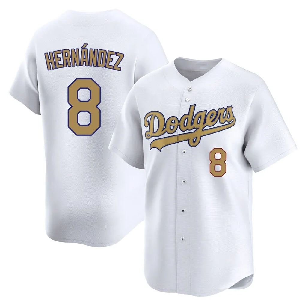 Ldoa LA.Dodgers #8 Enrique Hern?¡ì?¨¦ndez Player Gold Collection Limited Home Stitched Jerseys