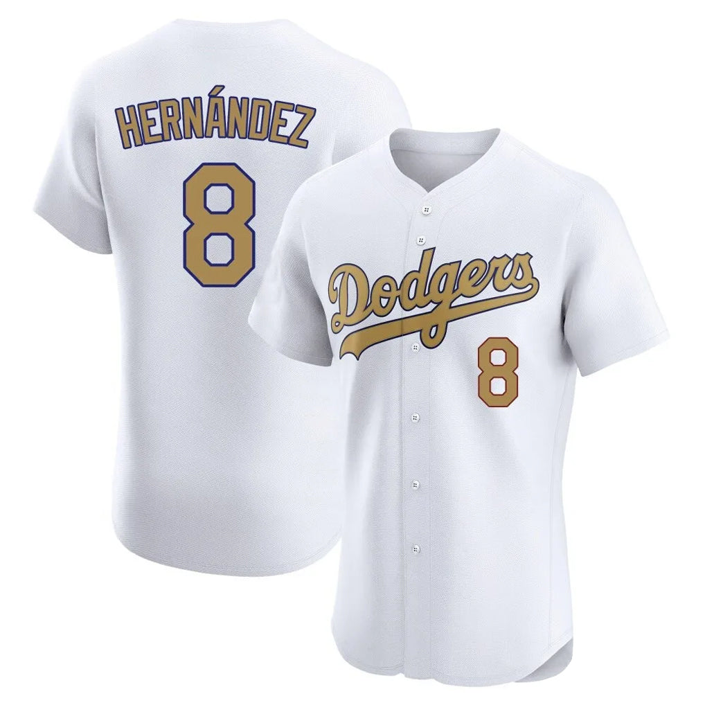 Ldoa LA.Dodgers #8 Enrique Hern?¡ì?¨¦ndez Player Gold Limited Elite Home Stitched Jerseys