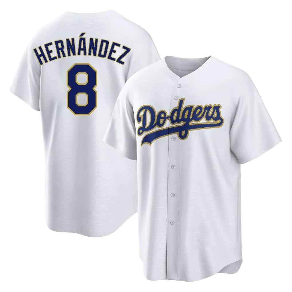 Ldoa LA.Dodgers #8 Enrique Hern?¡ì?¨¦ndez Player Gold White 2026 Collection Stadium Game Stitched Jerseys