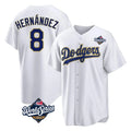 Ldoa LA.Dodgers #8 Enrique Hern?¡ì?¨¦ndez Player Gold White World Series 2026 Collection Stadium Game Stitched Jerseys