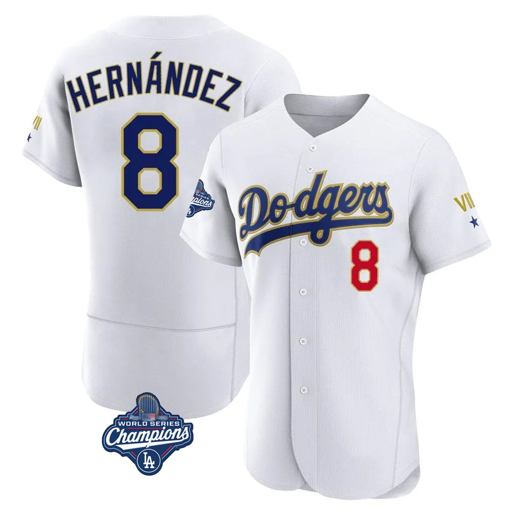 Ldoa LA.Dodgers #8 Enrique Hern?¡ì?¨¦ndez Player Gold White World Series Meet 2026 Collection Stadium Limited Elite Stitched Jerseys