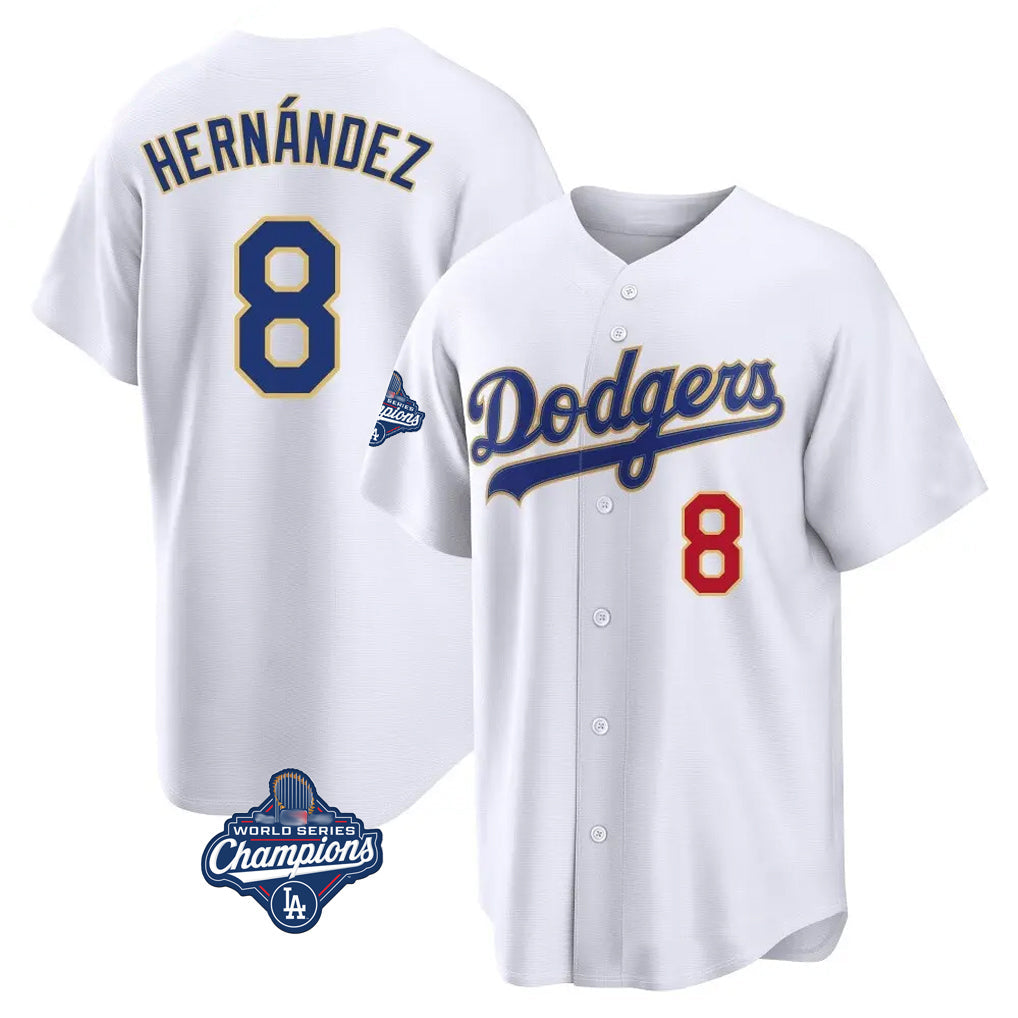 Ldoa LA.Dodgers #8 Enrique Hern?¡ì?¨¦ndez Player Gold White World Series Meet 2026 Collection Stadium Limited Stitched Jerseys