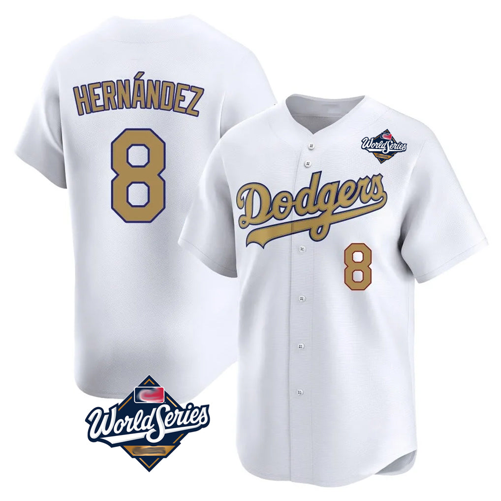 Ldoa LA.Dodgers #8 Enrique Hern?¡ì?¨¦ndez Player Gold World Series Collection Limited Home Stitched Jerseys