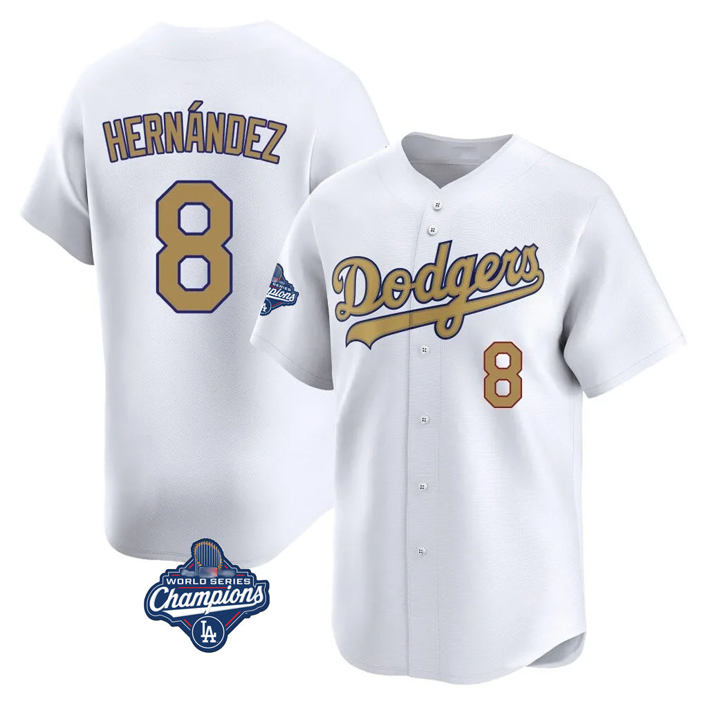 Ldoa LA.Dodgers #8 Enrique Hern?¡ì?¨¦ndez Player Gold World Series Meet Collection Limited Home Stitched Jerseys