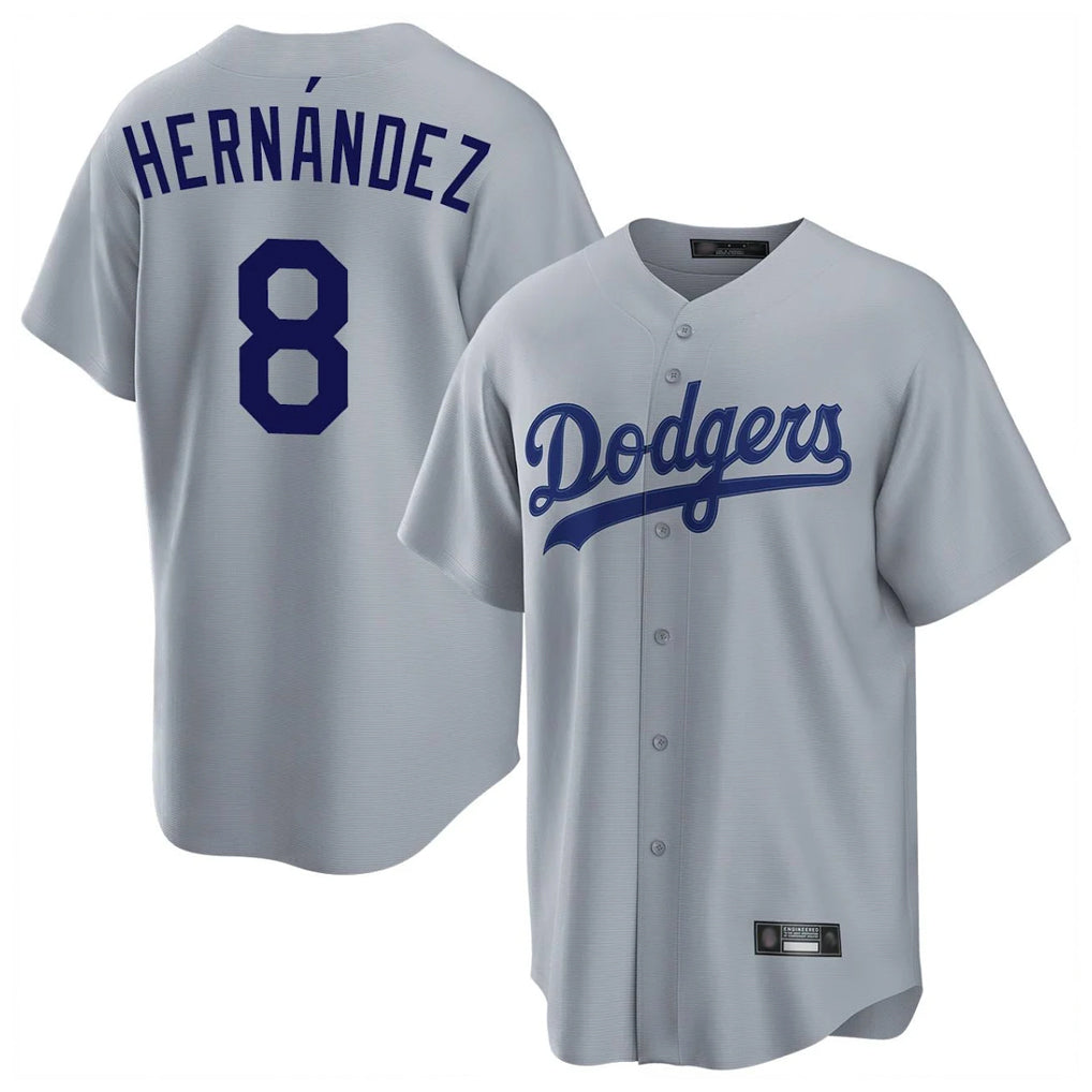 Ldoa LA.Dodgers #8 Enrique Hern?¡ì?¨¦ndez Player Gray Game Stitched Jerseys