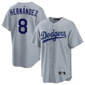 Ldoa LA.Dodgers #8 Enrique Hern?¡ì?¨¦ndez Player Gray Game Stitched Jerseys