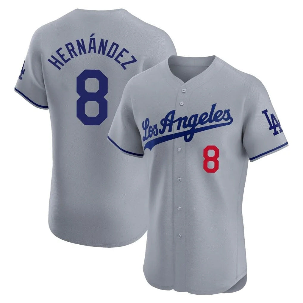Ldoa LA.Dodgers #8 Enrique Hern?¡ì?¨¦ndez Player Gray Limited Elite Home Stitched Jerseys