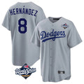 Ldoa LA.Dodgers #8 Enrique Hern?¡ì?¨¦ndez Player Gray World Series Game Stitched Jerseys