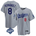 Ldoa LA.Dodgers #8 Enrique Hern?¡ì?¨¦ndez Player Gray World Series Meet Game Home Stitched Jerseys