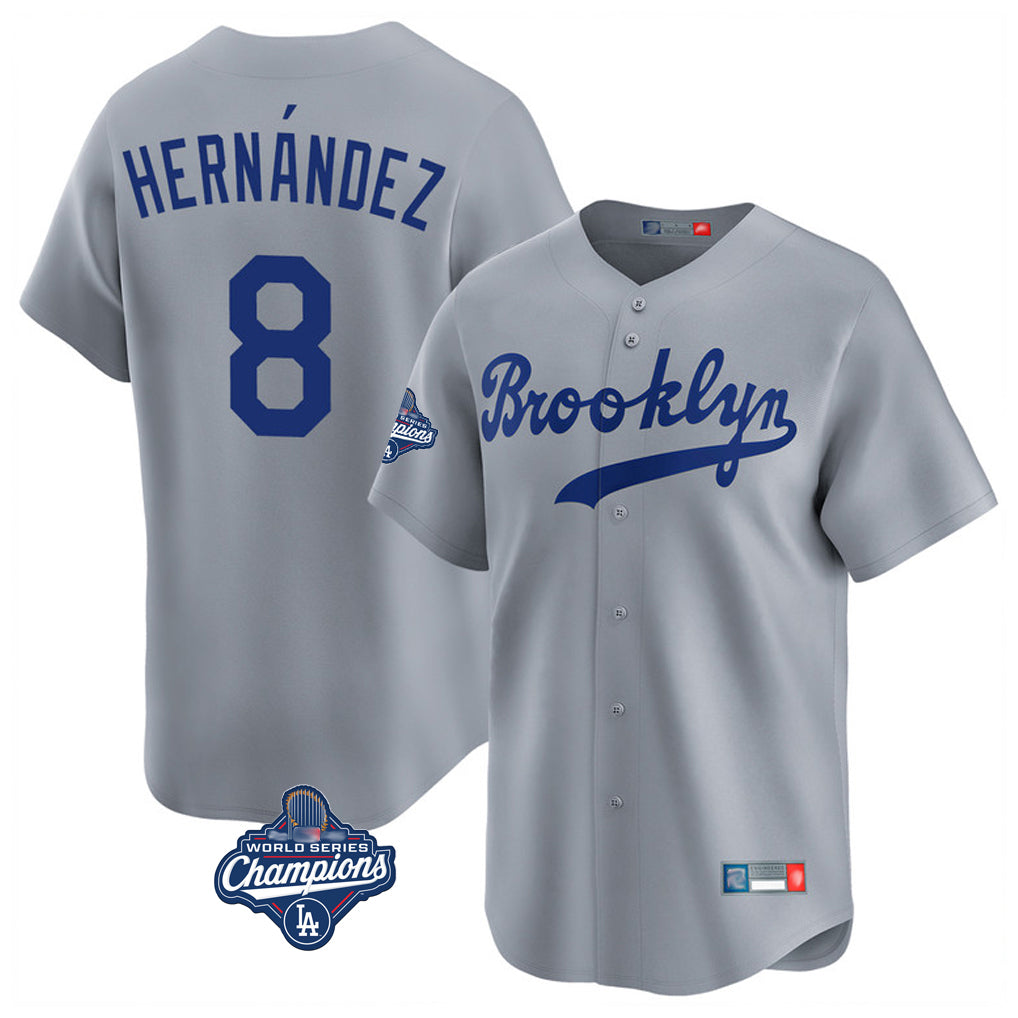 Ldoa LA.Dodgers #8 Enrique Hern?¡ì?¨¦ndez Player Gray World Series Meet Game Limited Home Stitched Jerseys