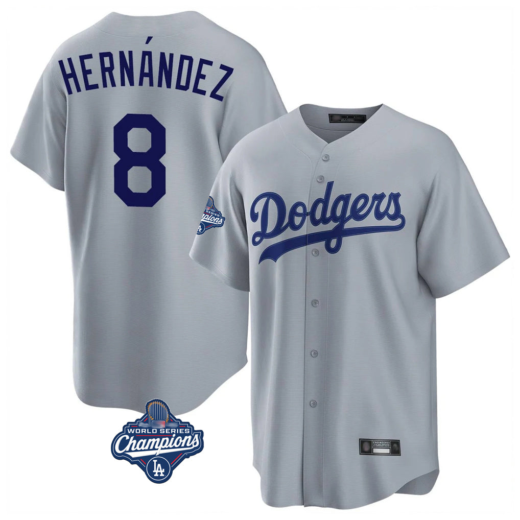 Ldoa LA.Dodgers #8 Enrique Hern?¡ì?¨¦ndez Player Gray World Series Meet Game Stitched Jerseys