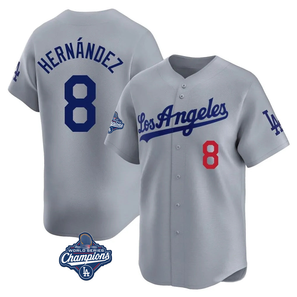 Ldoa LA.Dodgers #8 Enrique Hern?¡ì?¨¦ndez Player Gray World Series Meet Limited Home Stitched Jerseys