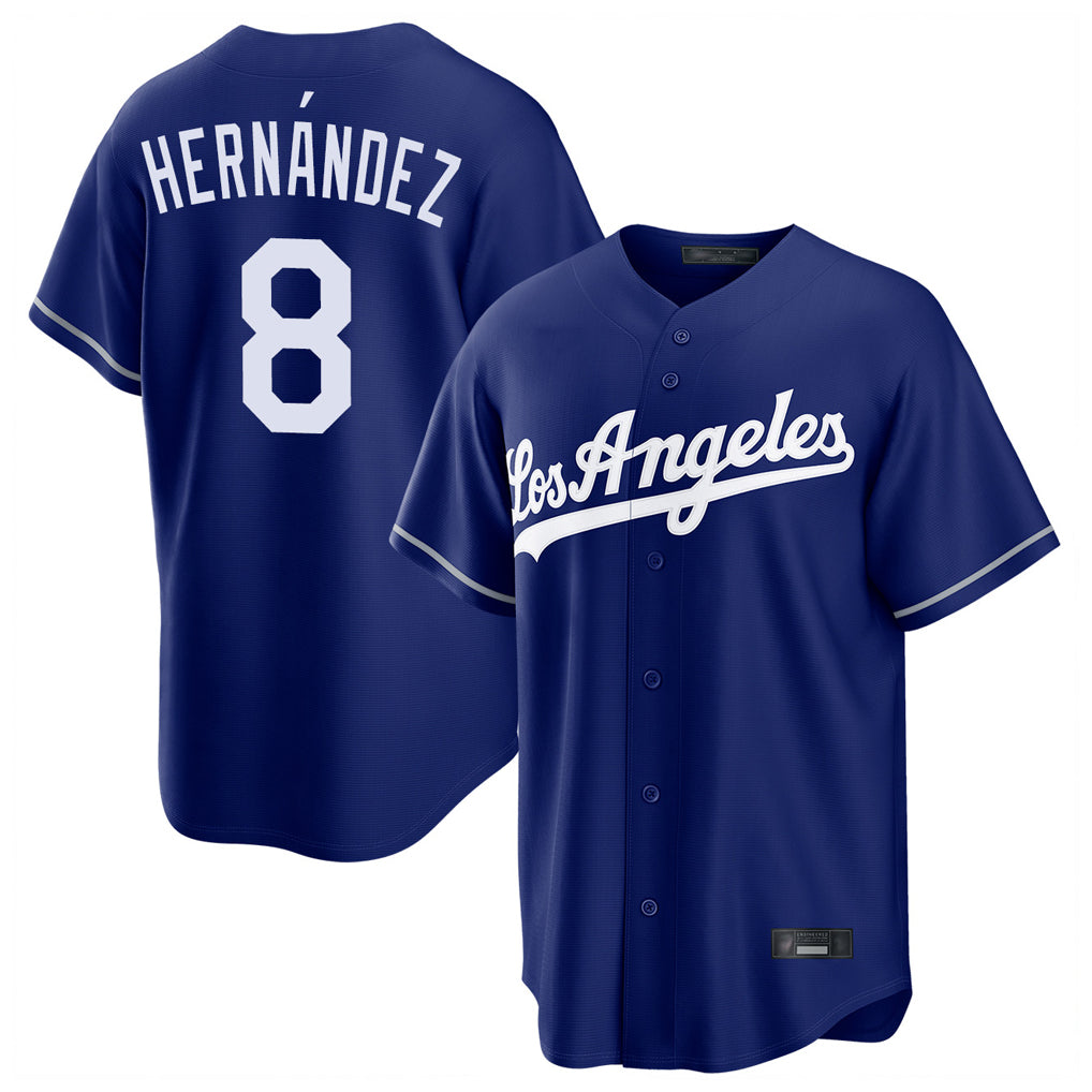 Ldoa LA.Dodgers #8 Enrique Hern?¡ì?¨¦ndez Player Royal Game Stitched Jerseys