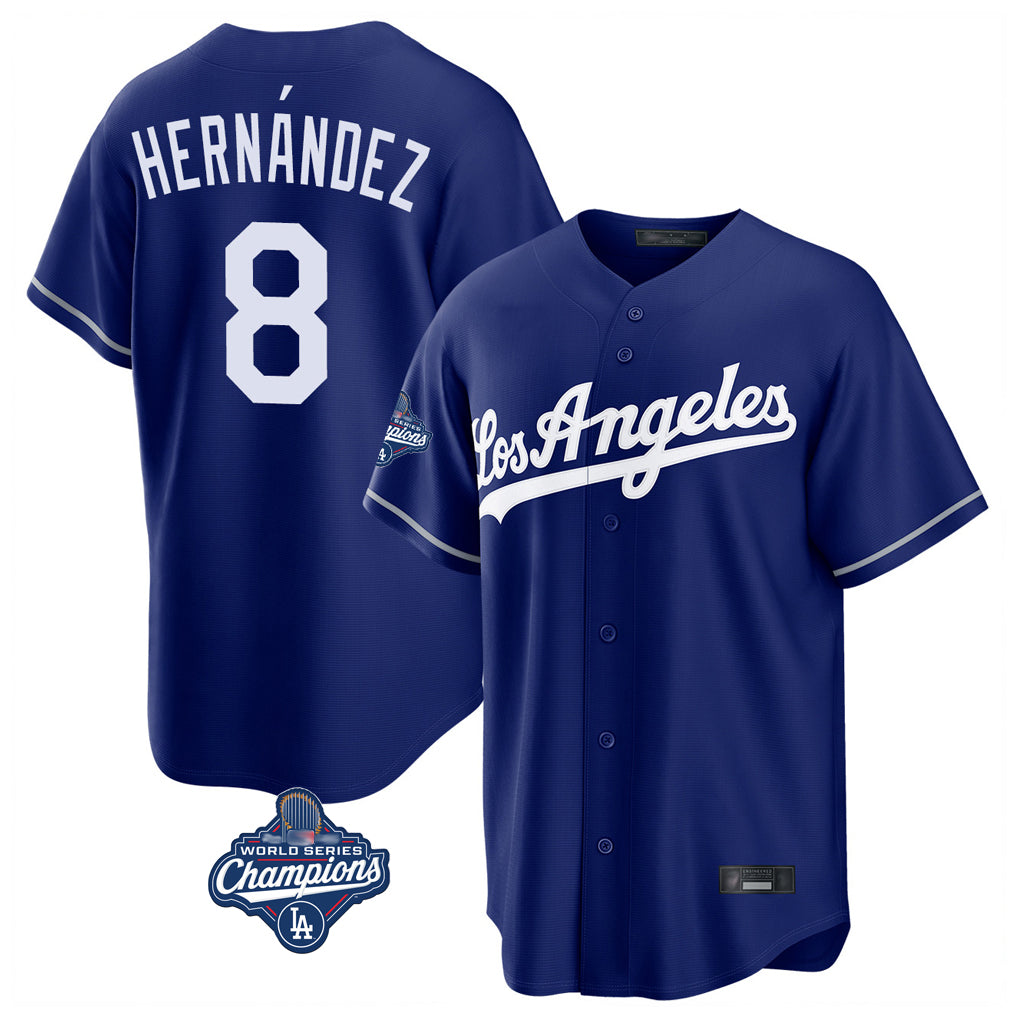 Ldoa LA.Dodgers #8 Enrique Hern?¡ì?¨¦ndez Player Royal World Series Meet Game Stitched Jerseys