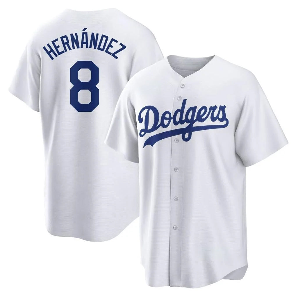 Ldoa LA.Dodgers #8 Enrique Hern?¡ì?¨¦ndez Player White Game Home Stitched Jerseys