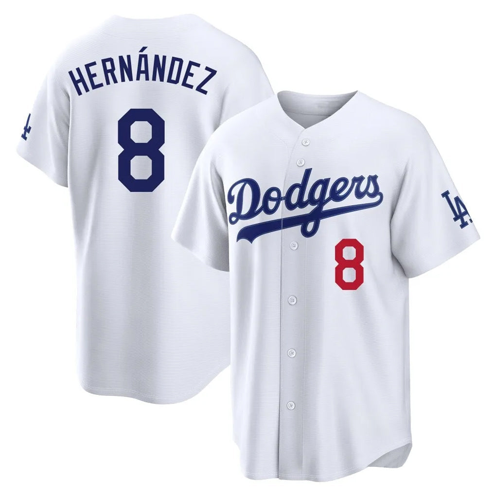 Ldoa LA.Dodgers #8 Enrique Hern?¡ì?¨¦ndez Player White Home Game Stitched Jerseys