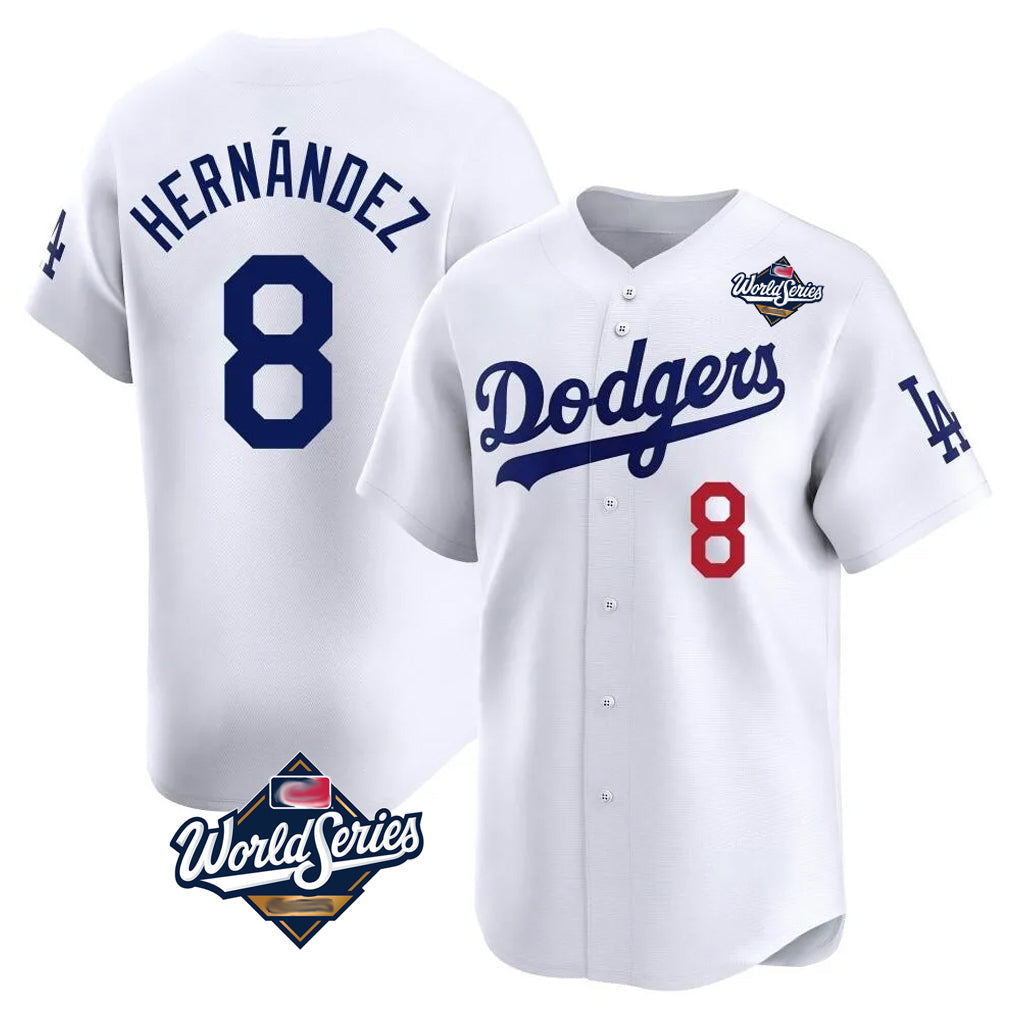 Ldoa LA.Dodgers #8 Enrique Hern?¡ì?¨¦ndez Player White World Series Limited Home Stitched Jerseys