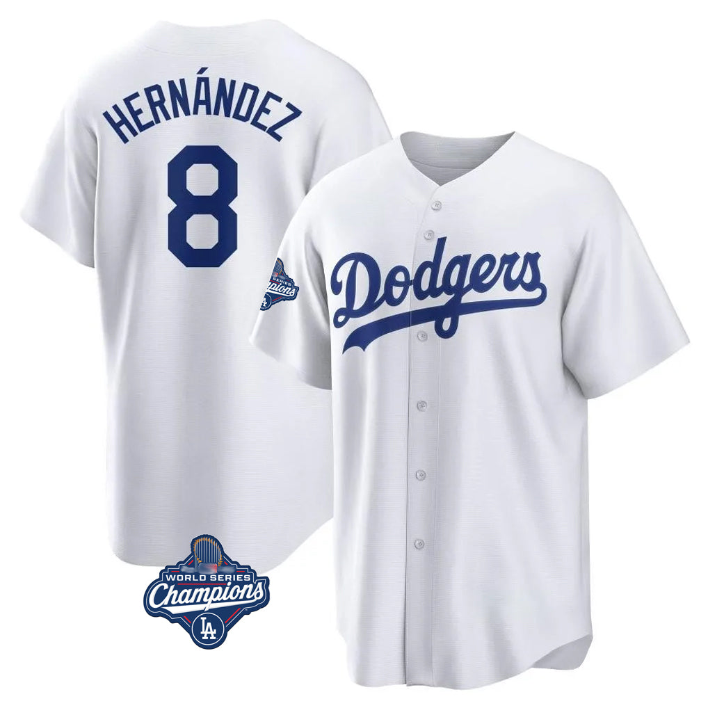 Ldoa LA.Dodgers #8 Enrique Hern?¡ì?¨¦ndez Player White World Series Meet Game Home Stitched Jerseys