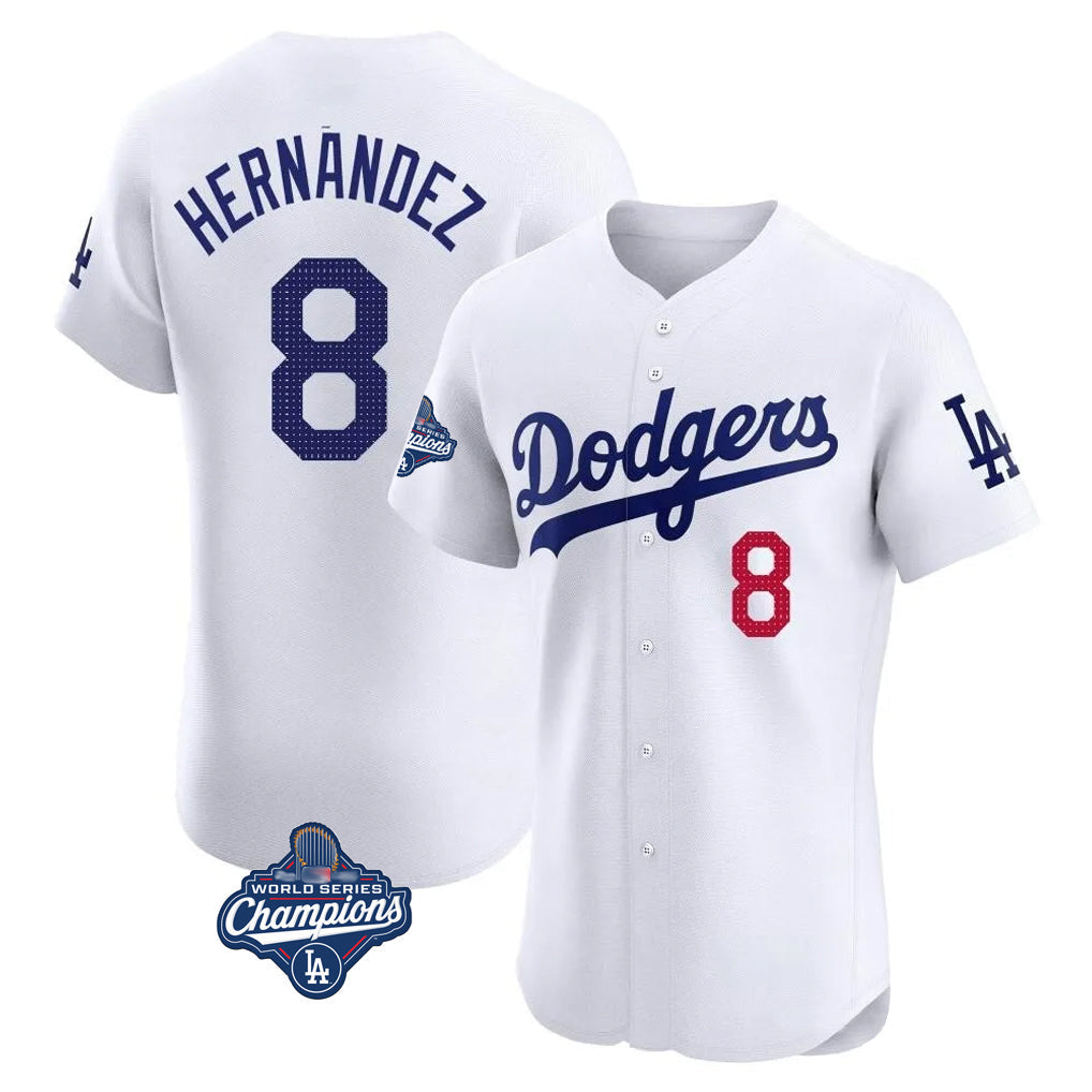 Ldoa LA.Dodgers #8 Enrique Hern?¡ì?¨¦ndez Player White World Series Meet Limited Elite Home Stitched Jerseys