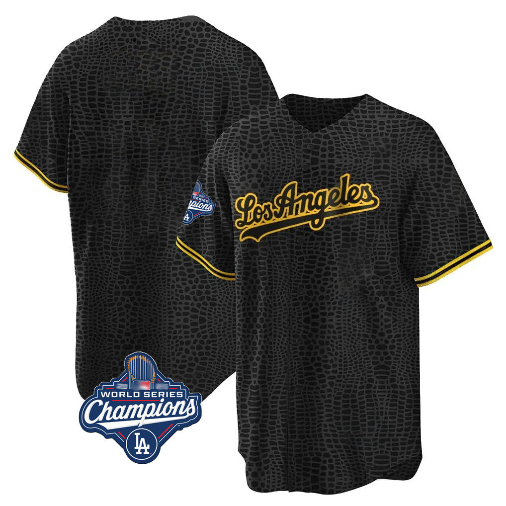 Ldoa LA.Dodgers Blank Player Black Gold Limited Home World Series Meet Stitched Jerseys