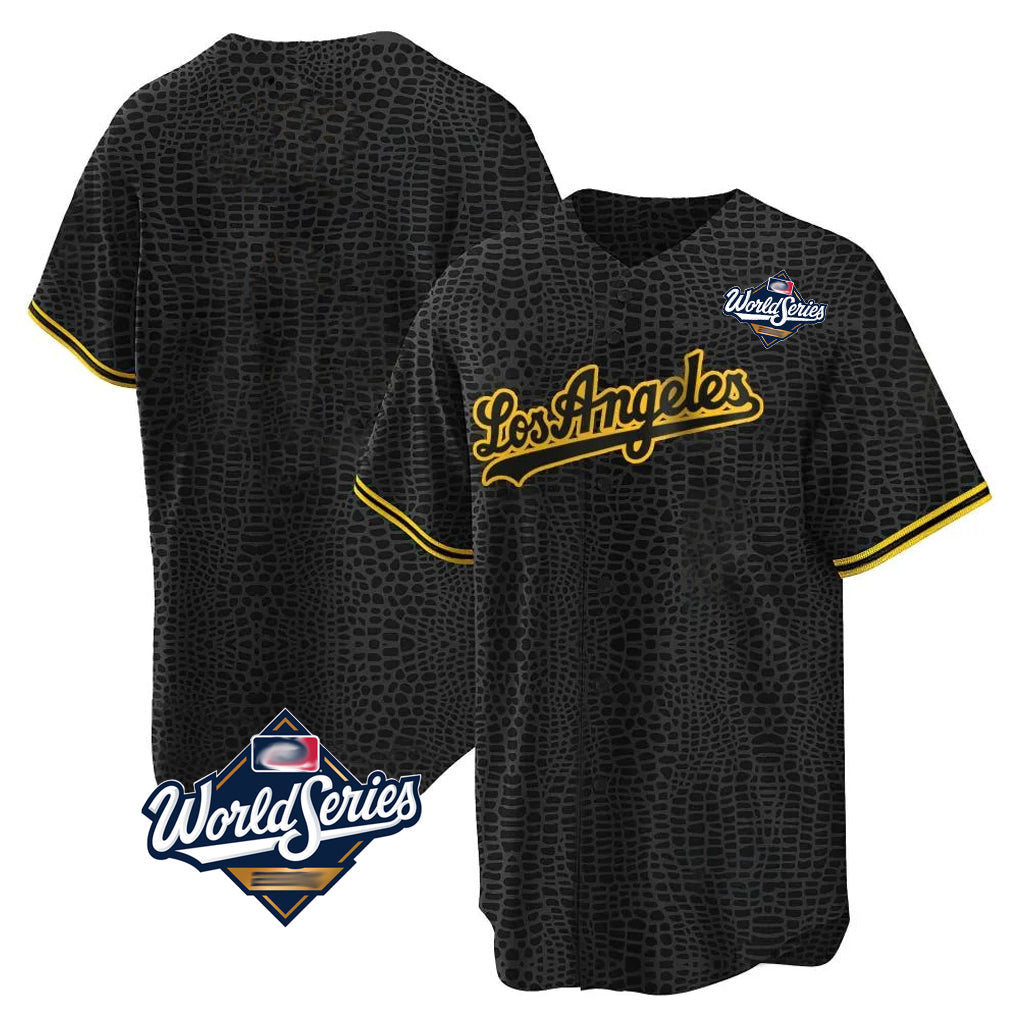 Ldoa LA.Dodgers Blank Player Black Gold Limited Home World Series Stitched Jerseys