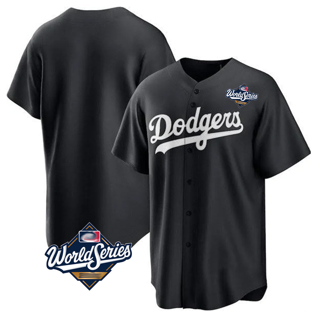 Ldoa LA.Dodgers Blank Player Black Pitch Fashion World Series T-shirt Stitched Jerseys