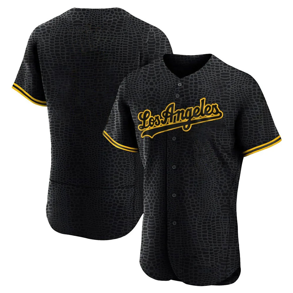 Ldoa LA.Dodgers Blank Player Black Snake Skin City Limited Elite Home Stitched Jerseys