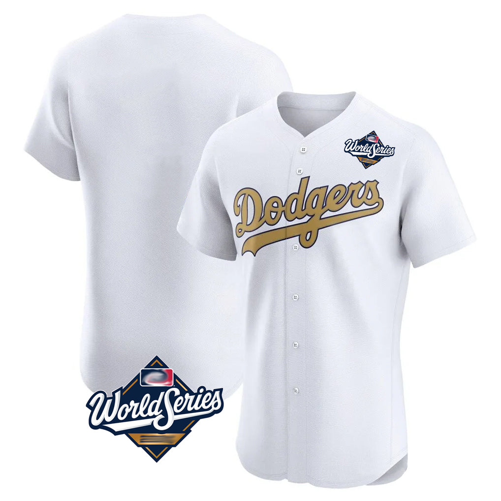 Ldoa LA.Dodgers Blank Player Gold Limited Elite Home World Series Stitched Jerseys