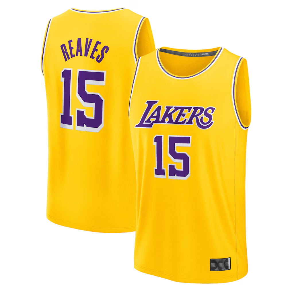 Ldoa LA.Lakers #15 Austin Reaves Gold Fast Break Replica Stitched Jerseys - Icon Edition