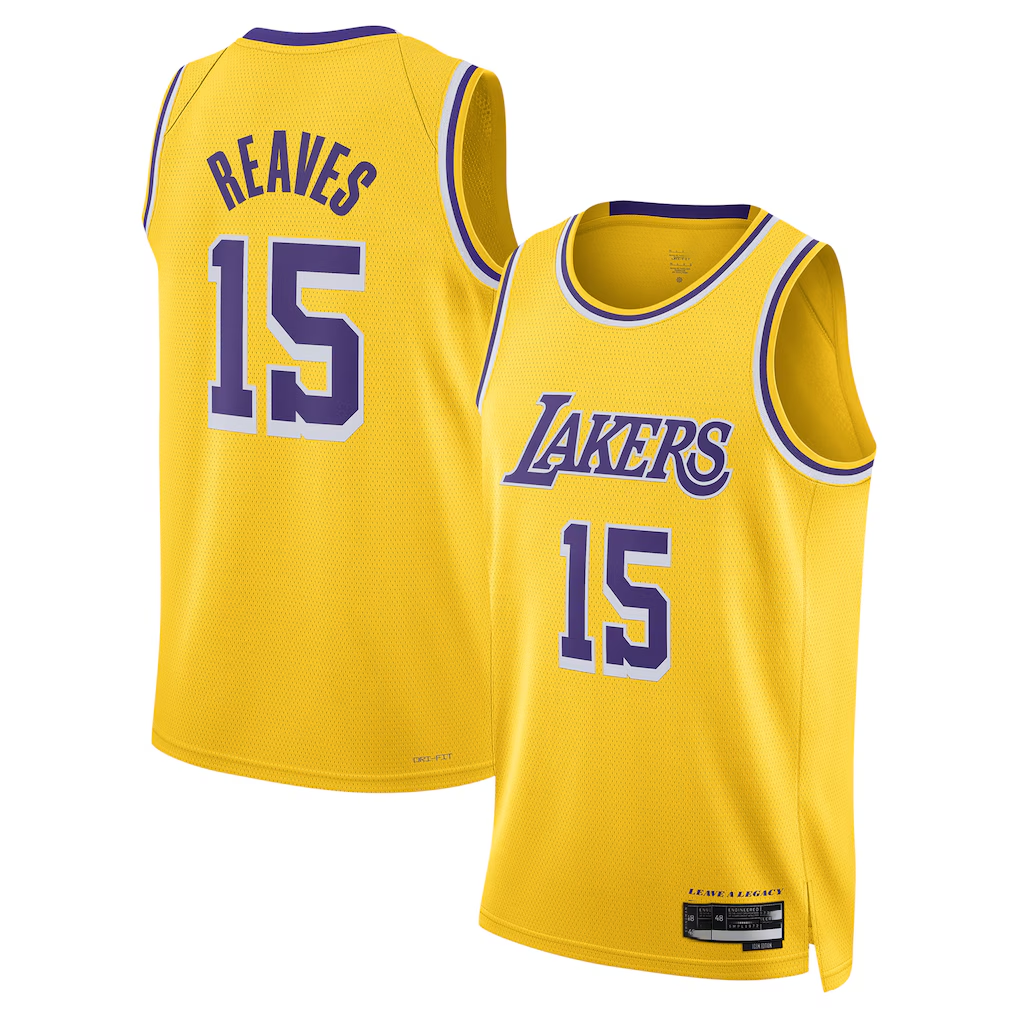 Ldoa LA.Lakers #15 Austin Reaves Gold Swingman Stitched Jerseys- Icon Edition