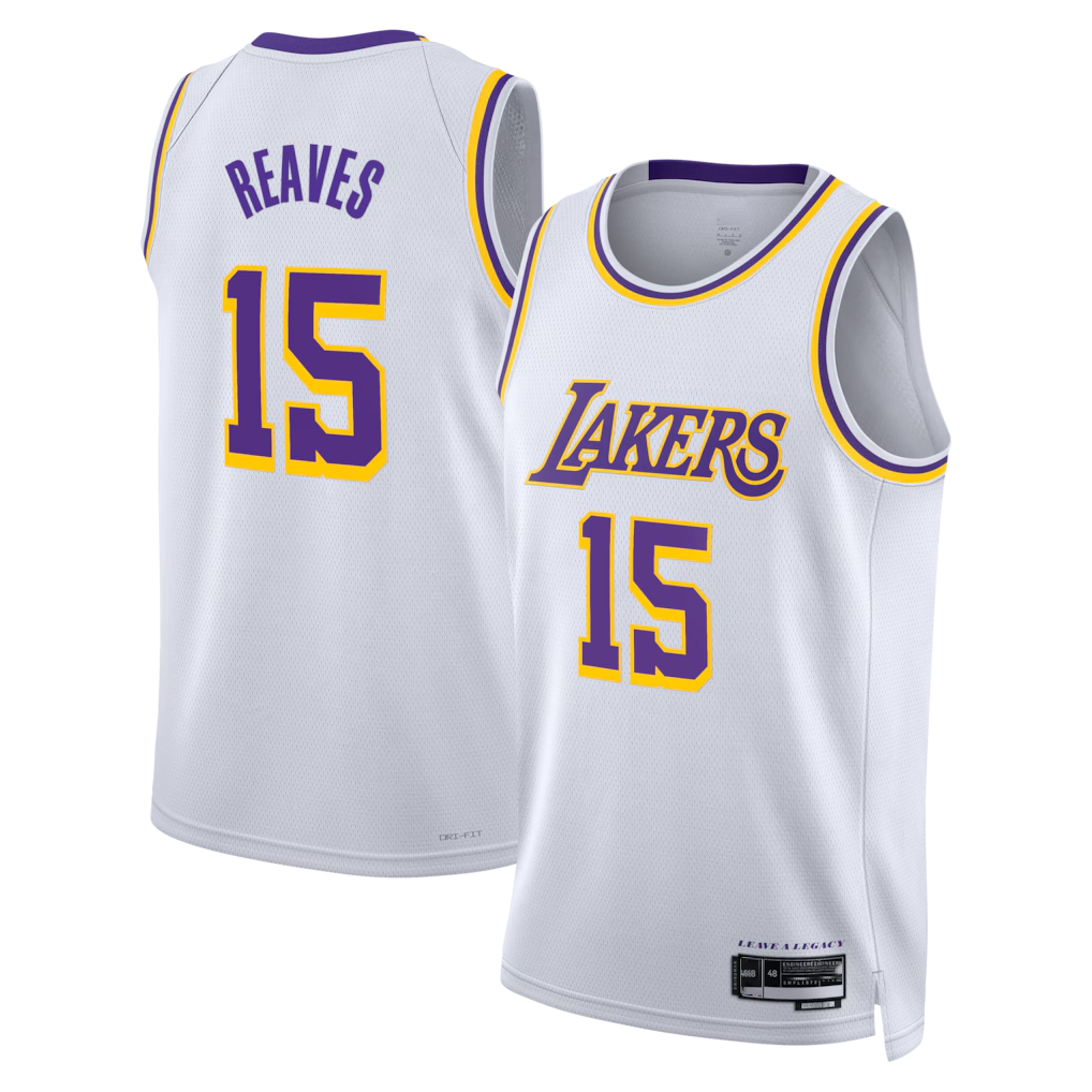 Ldoa LA.Lakers #15 Austin Reaves White Association Edition Swingman Stitched Jerseys