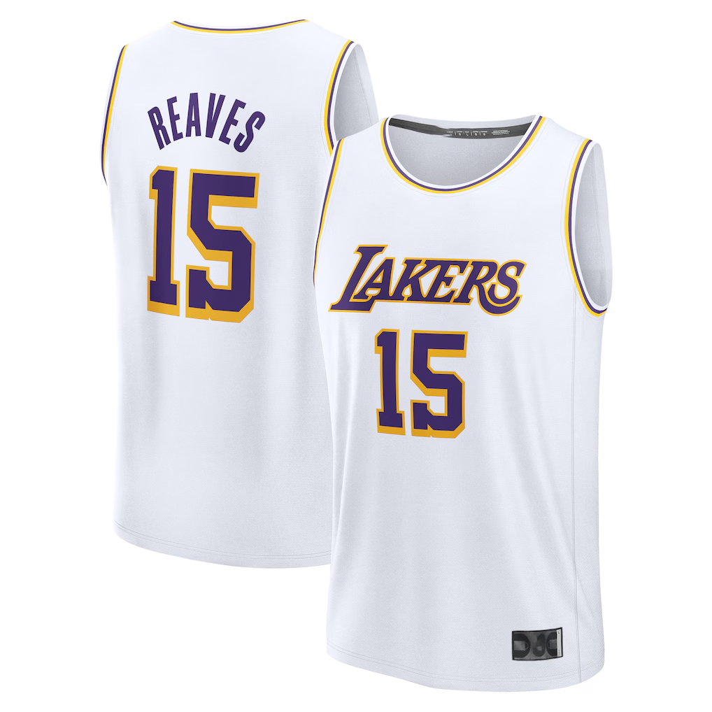 Ldoa LA.Lakers #15 Austin Reaves White Fast Break Replica Player Stitched Jerseys - Association Edition