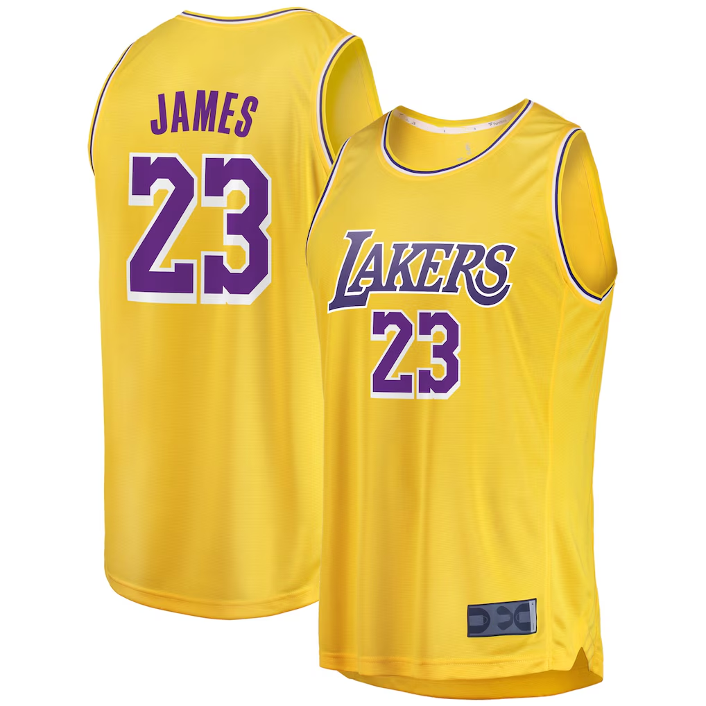 Ldoa LA.Lakers #23 LeBron James Gold Big & Tall Fast Break Player Stitched Jerseys - Icon Edition